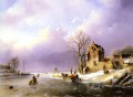 Paisaje invernal con figuras sobre un río helado Jan Jacob Coenraad Spohler